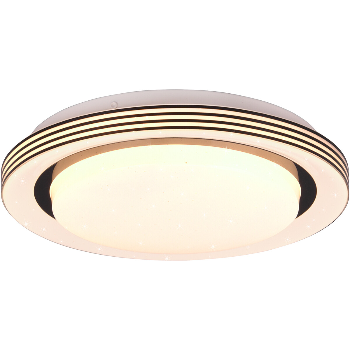 Plafonnier LED - Éclairage de Plafond - Trion Atras - 10.5W - Couleur de lumière ajustable - Télécommande - Dimmable - Lumière Étoile - Rond - Mat Noir - Plastique