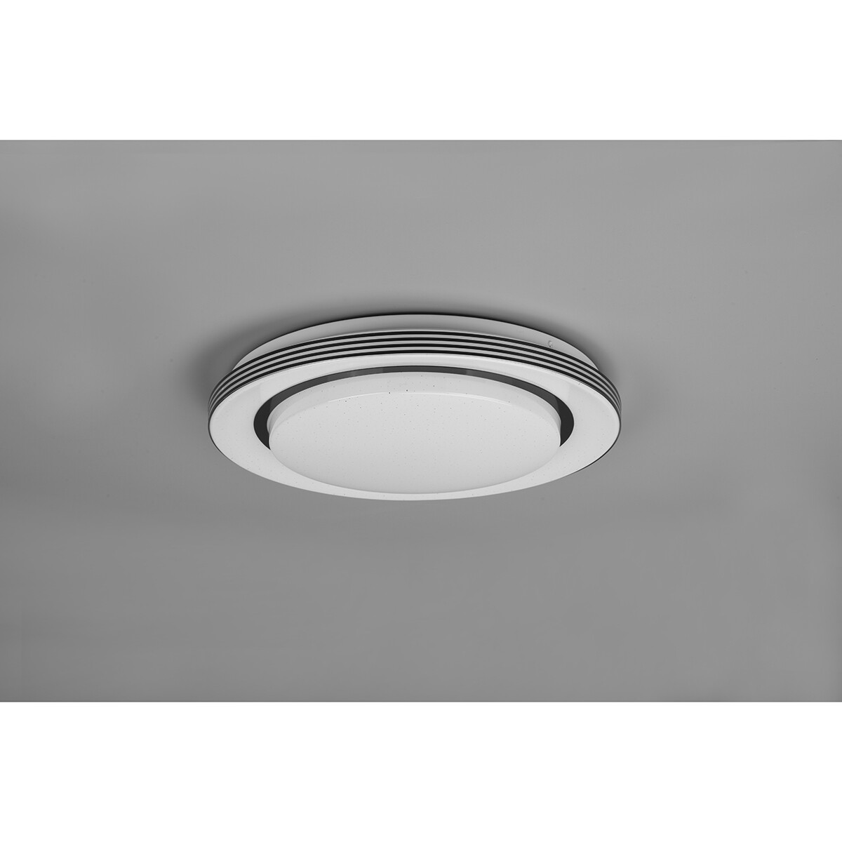 Plafonnier LED - Éclairage de Plafond - Trion Atras - 18W - Couleur de lumière ajustable - Télécommande - Dimmable - Lumière Étoile - Rond - Mat Noir - Plastique