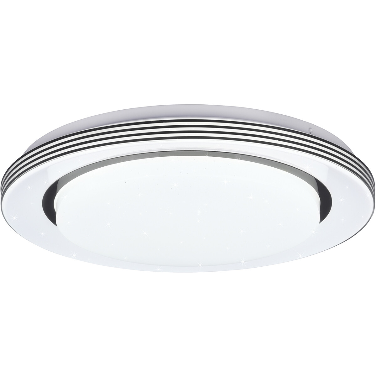 Plafonnier LED - Éclairage de Plafond - Trion Atras - 18W - Couleur de lumière ajustable - Télécommande - Dimmable - Lumière Étoile - Rond - Mat Noir - Plastique