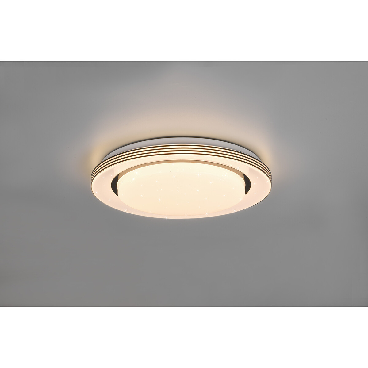 Plafonnier LED - Éclairage de Plafond - Trion Atras - 18W - Couleur de lumière ajustable - Télécommande - Dimmable - Lumière Étoile - Rond - Mat Noir - Plastique