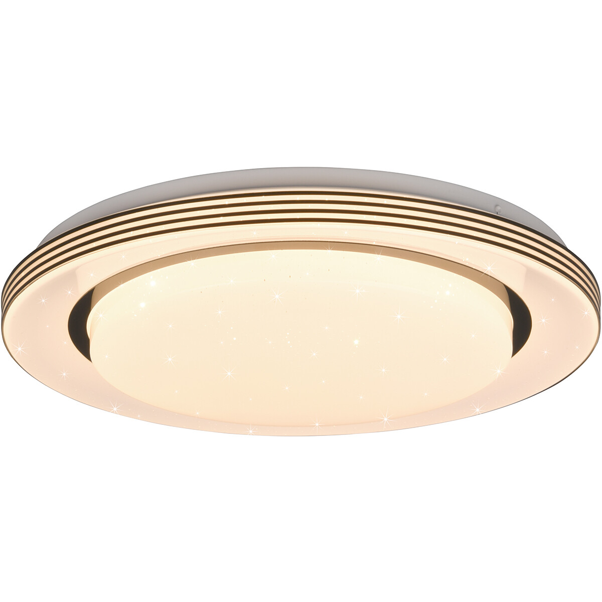 Plafonnier LED - Éclairage de Plafond - Trion Atras - 18W - Couleur de lumière ajustable - Télécommande - Dimmable - Lumière Étoile - Rond - Mat Noir - Plastique