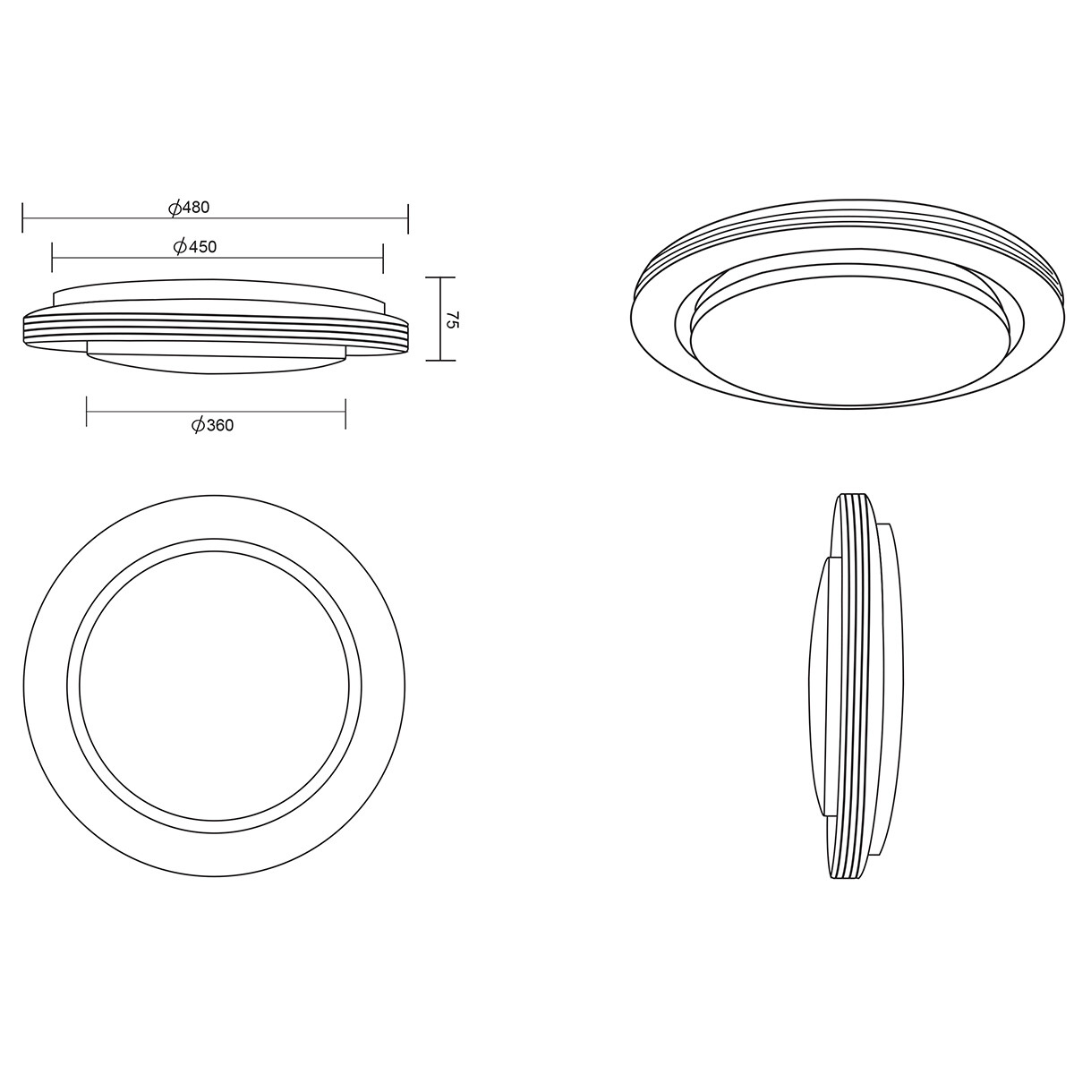 Plafonnier LED - Éclairage de Plafond - Trion Atras - 21W - Couleur de lumière ajustable - Télécommande - Dimmable - Lumière Étoile - Rond - Mat Blanc - Plastique