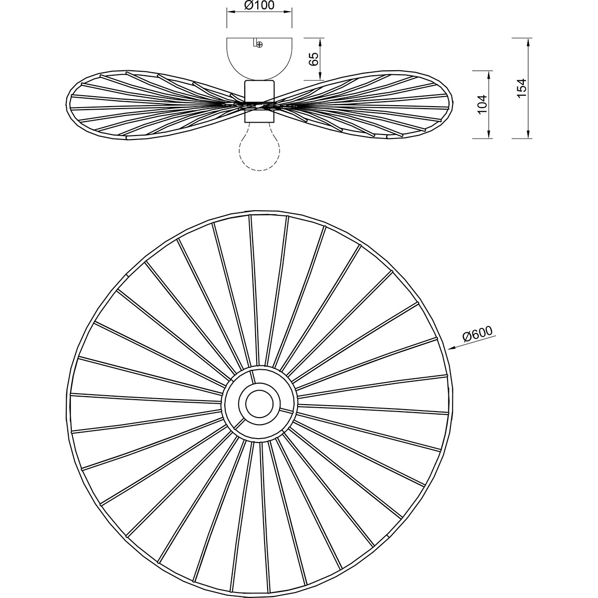 Plafonnier LED - Éclairage de plafond - Trion Apea - Douille E27 - 1-lumière - Rond - Mat Blanc - Métal