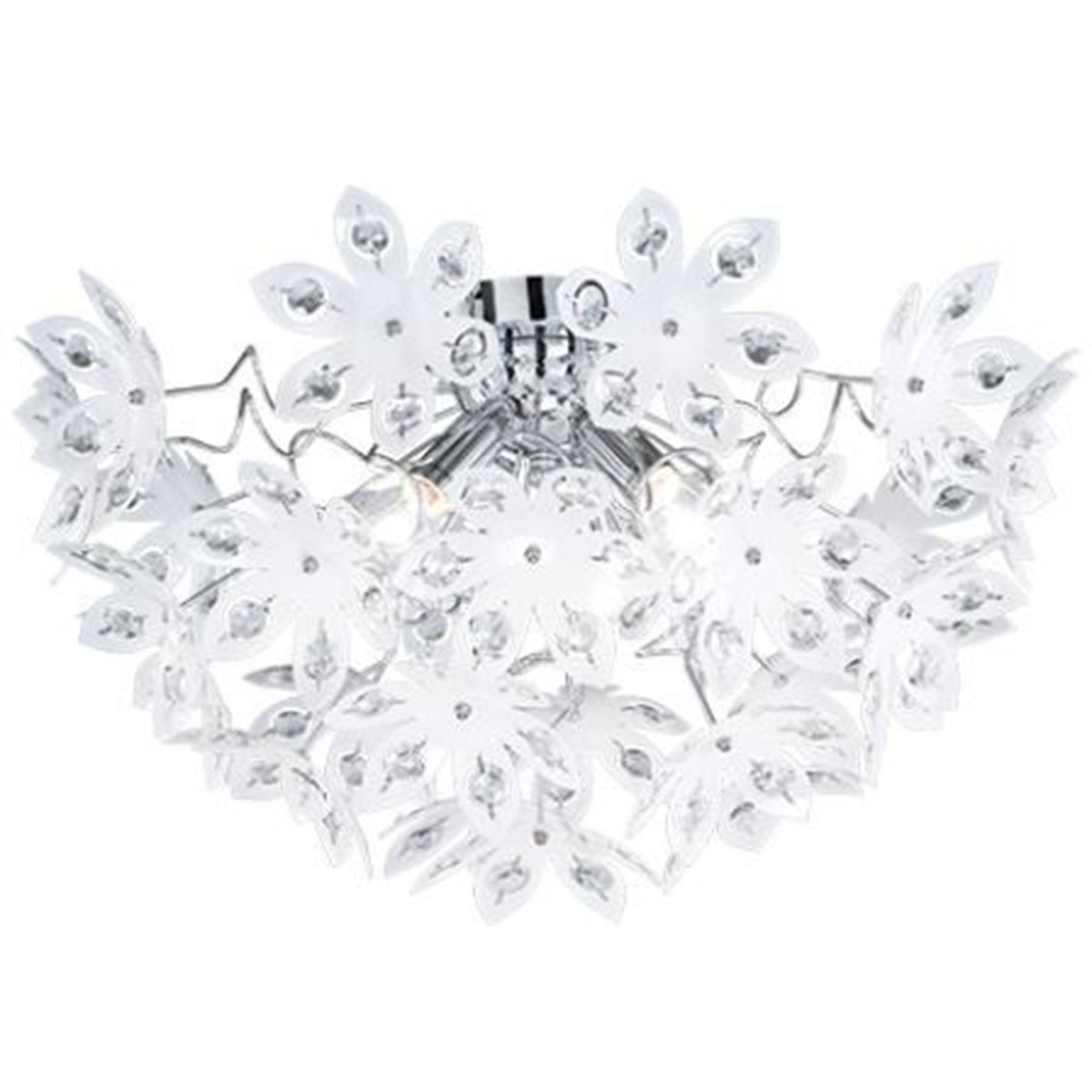 Plafonnier LED - Éclairage de Plafond - Trion Blowly - Douille E14 - 3-lumières - Rond - Chrome Brillant - Aluminium