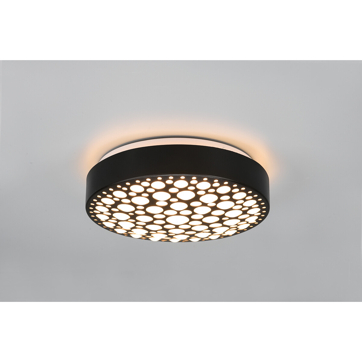 Plafonnier LED - Éclairage de Plafond - Trion Carol - 11W - Blanc Chaud 3000K - Rond - Mat Noir - Plastique