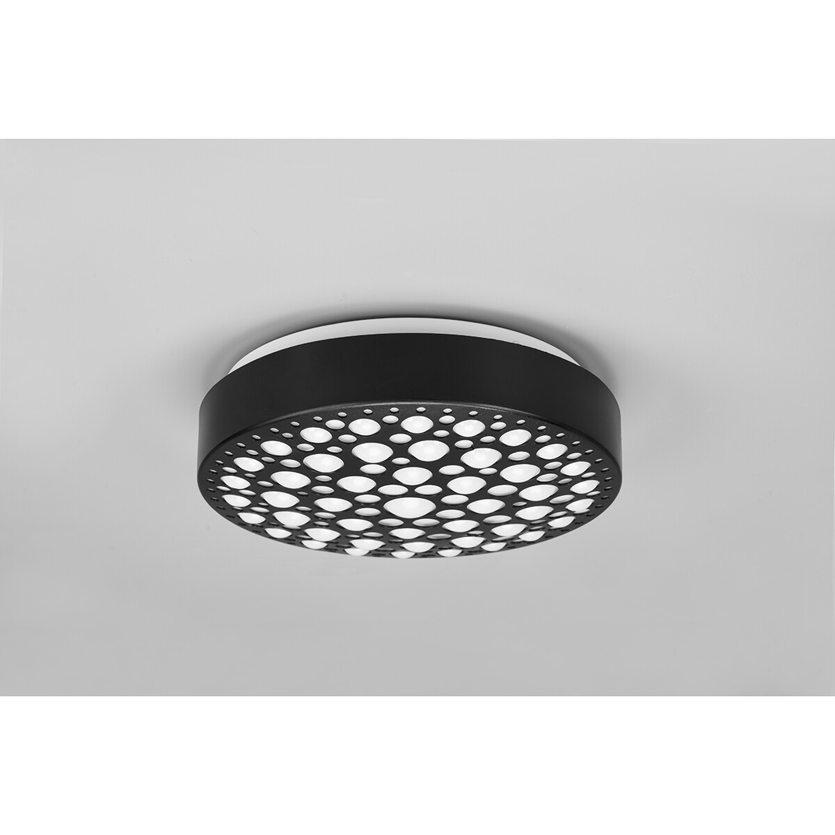 Plafonnier LED - Éclairage de Plafond - Trion Carol - 11W - Blanc Chaud 3000K - Rond - Mat Noir - Plastique