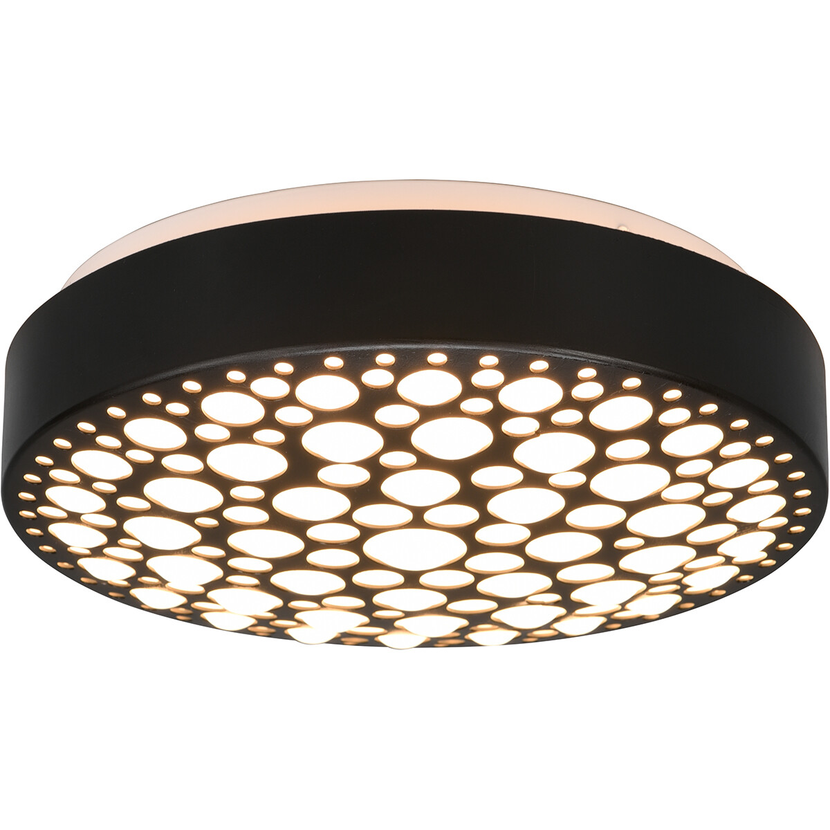 Plafonnier LED - Éclairage de Plafond - Trion Carol - 11W - Blanc Chaud 3000K - Rond - Mat Noir - Plastique