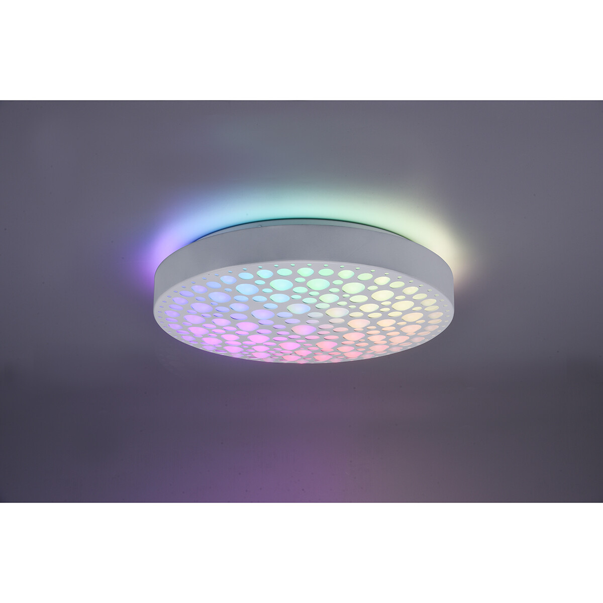 Plafonnier LED - Éclairage de Plafond - Trion Carol - 22W - Couleur de lumière ajustable - RGB - Télécommande - Dimmable - Rond - Mat Blanc - Plastique