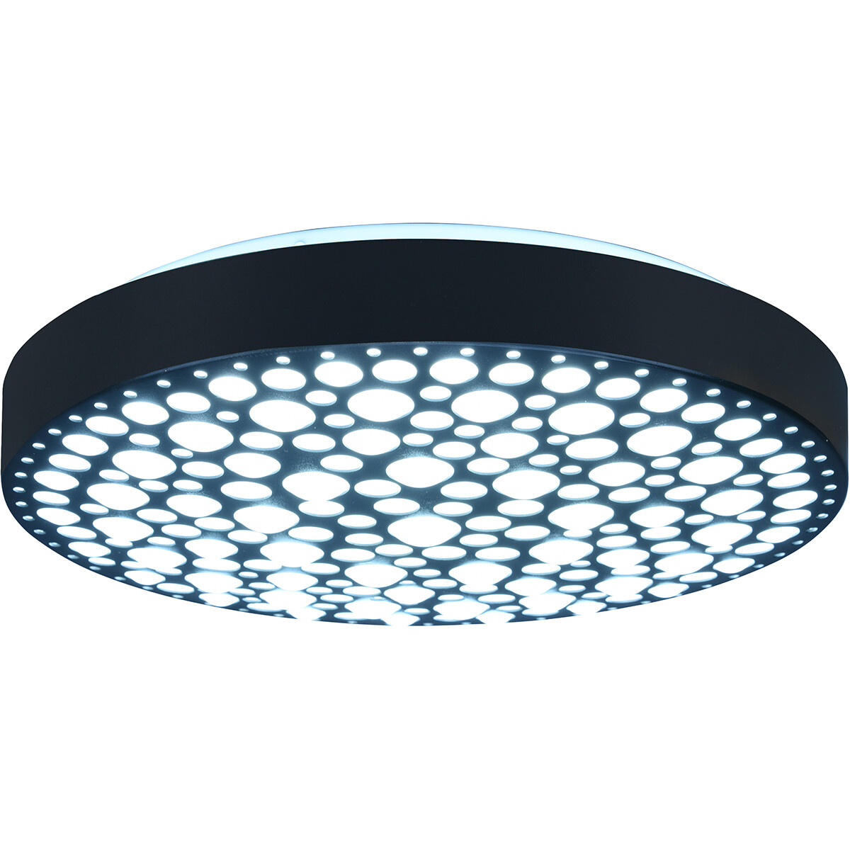 Plafonnier LED - Éclairage de Plafond - Trion Carol - 22W - Couleur de lumière ajustable - RGB - Télécommande - Dimmable - Rond - Mat Noir - Plastique