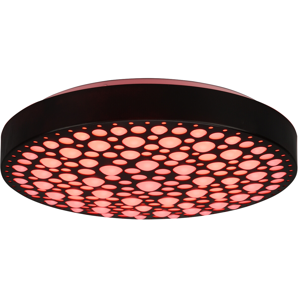 Plafonnier LED - Éclairage de Plafond - Trion Carol - 22W - Couleur de lumière ajustable - RGB - Télécommande - Dimmable - Rond - Mat Noir - Plastique