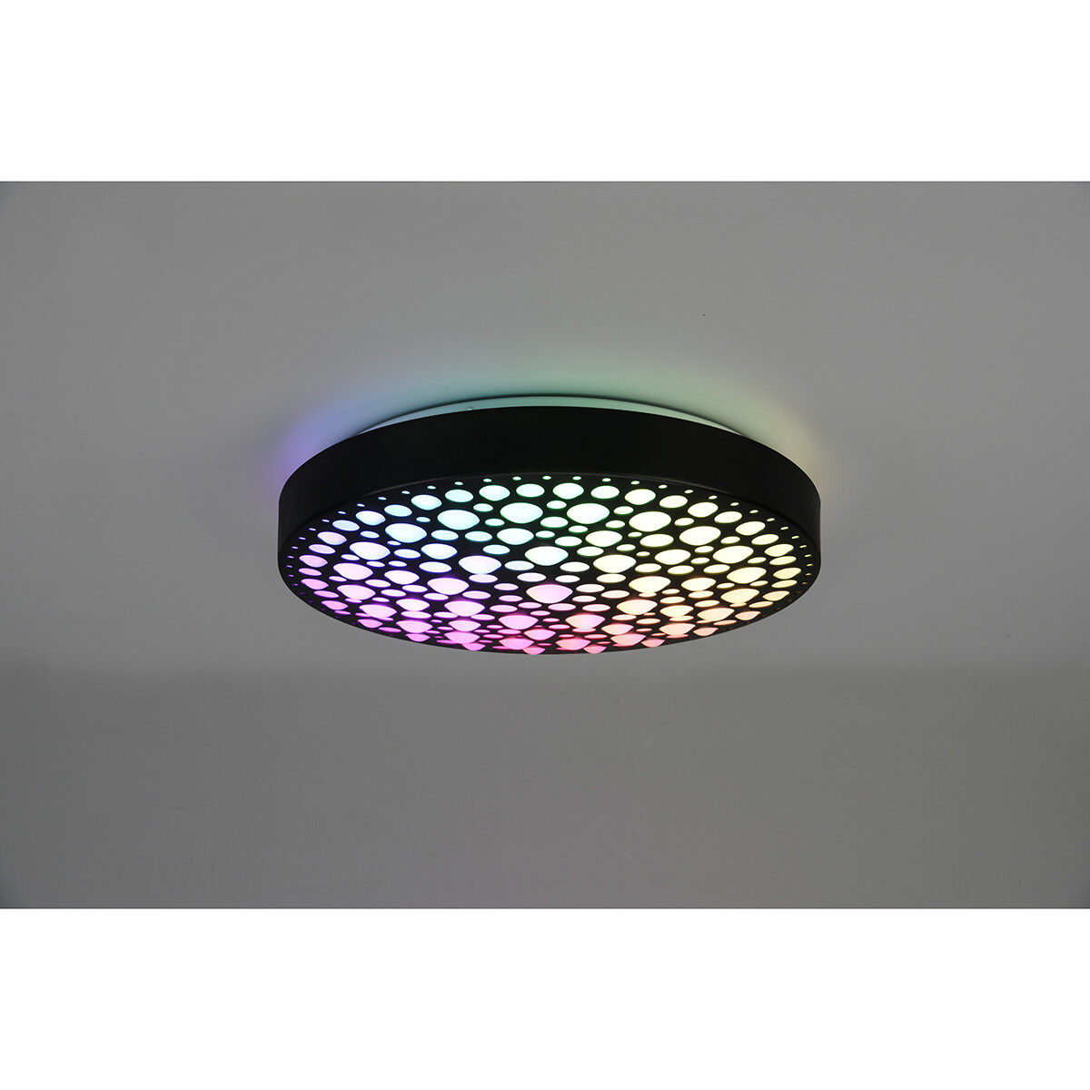 Plafonnier LED - Éclairage de Plafond - Trion Carol - 22W - Couleur de lumière ajustable - RGB - Télécommande - Dimmable - Rond - Mat Noir - Plastique