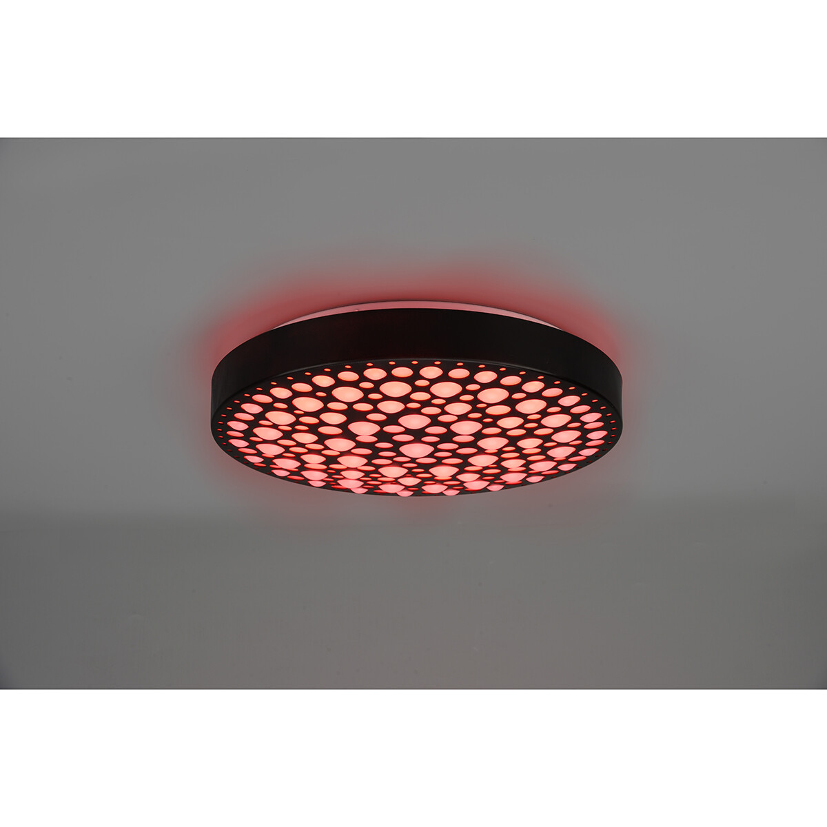 Plafonnier LED - Éclairage de Plafond - Trion Carol - 22W - Couleur de lumière ajustable - RGB - Télécommande - Dimmable - Rond - Mat Noir - Plastique