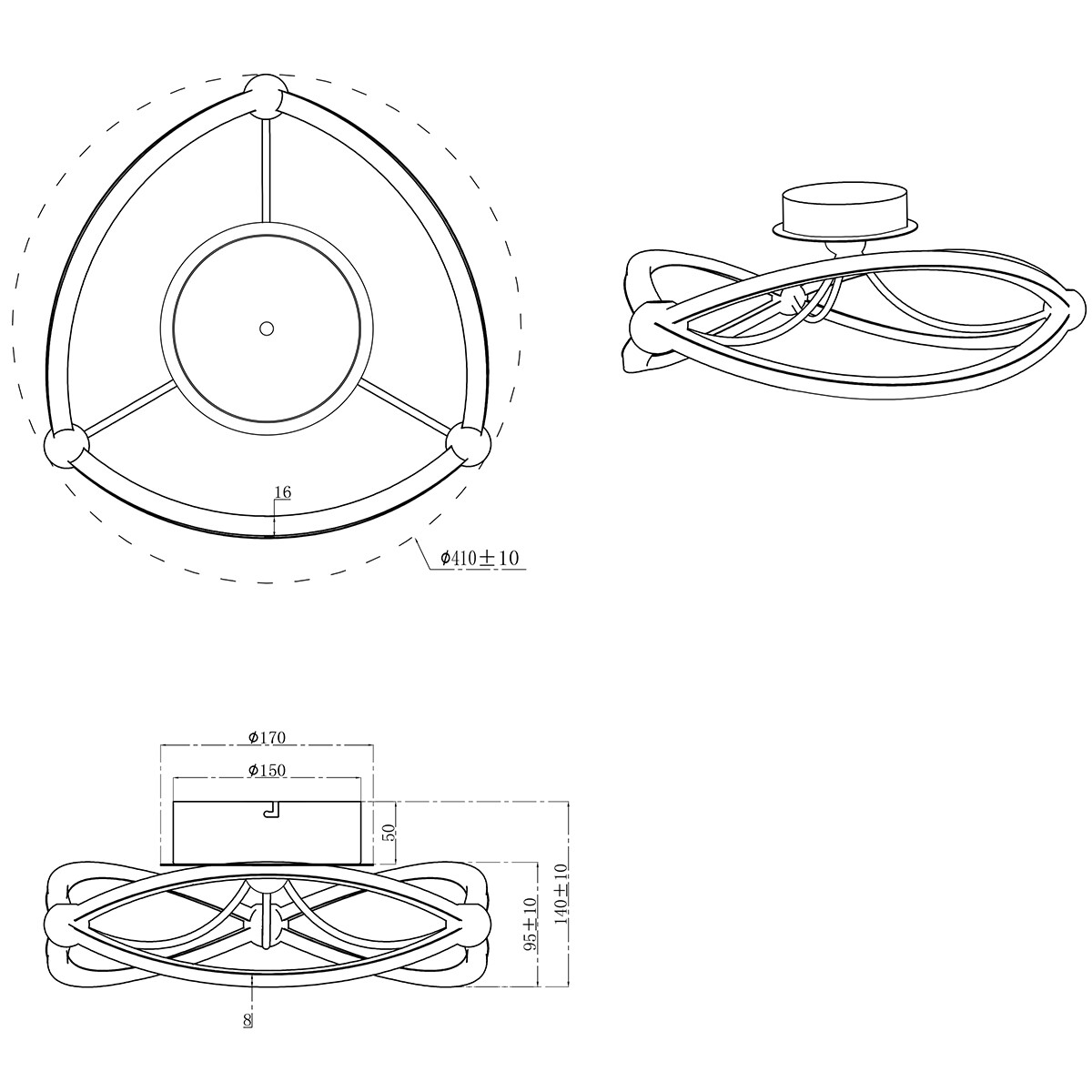 Plafonnier LED - Éclairage de Plafond - Trion Charis - 20W - Blanc Chaud 3000K - Dimmable - Rond - Mat Or - Aluminium