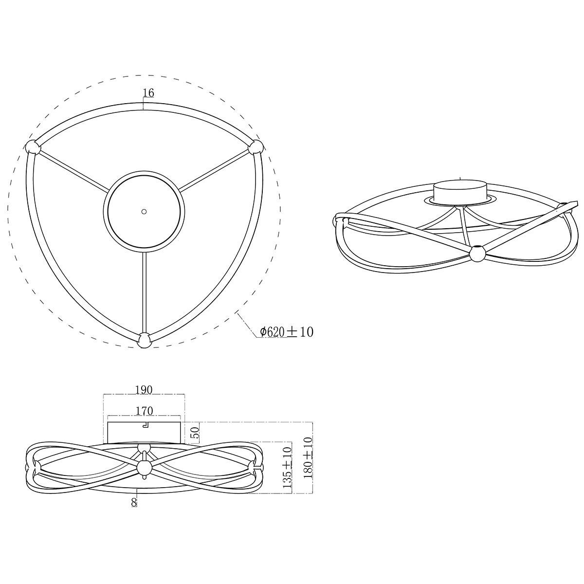 Plafonnier LED - Éclairage de Plafond - Trion Charis - 42W - Blanc Chaud 3000K - Dimmable - Rond - Mat Or - Aluminium