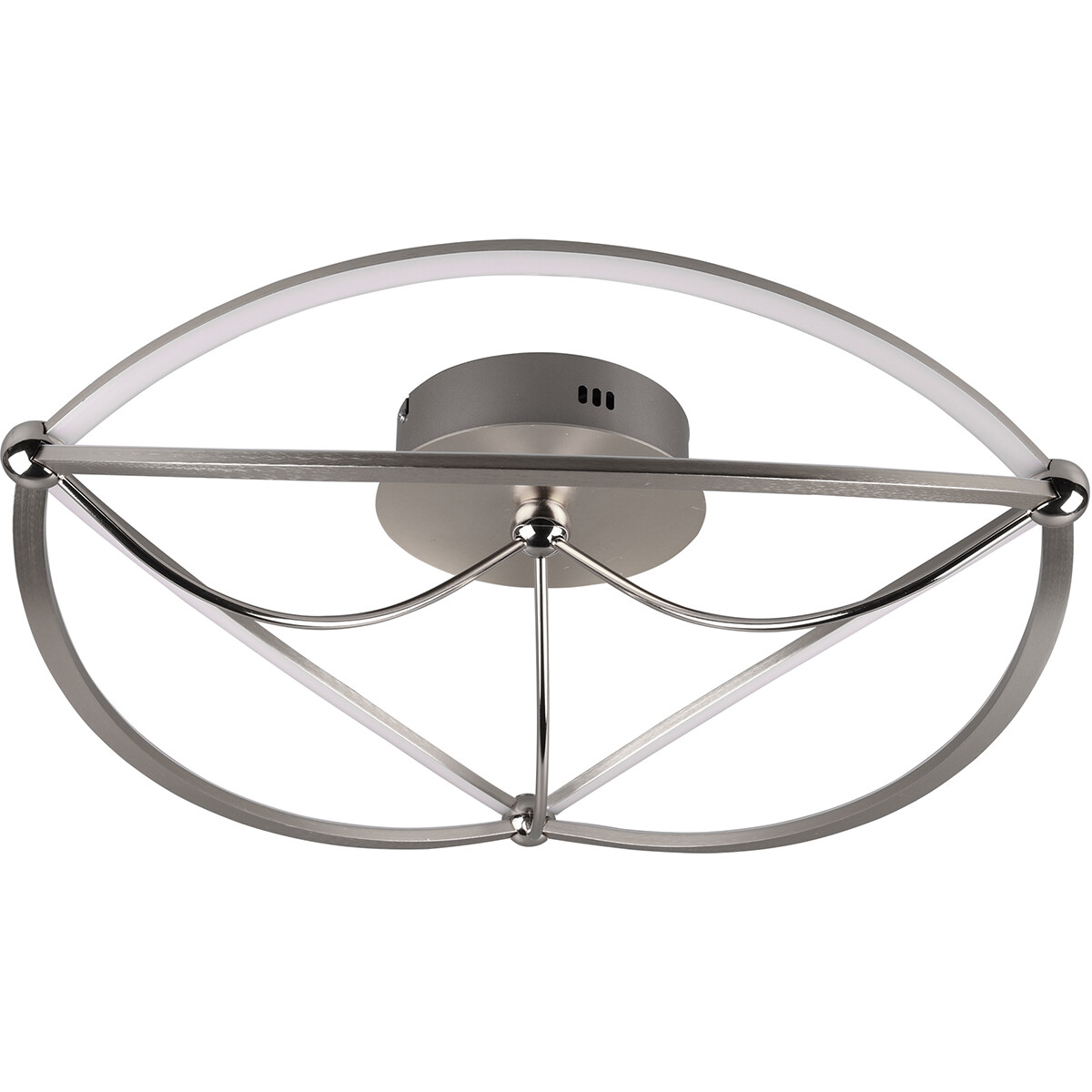 Plafonnier LED - Éclairage de Plafond - Trion Charis - 42W - Blanc Chaud 3000K - Dimmable - Rond - Mat Nickel - Aluminium