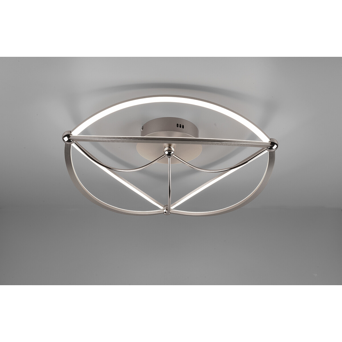 Plafonnier LED - Éclairage de Plafond - Trion Charis - 42W - Blanc Chaud 3000K - Dimmable - Rond - Mat Nickel - Aluminium