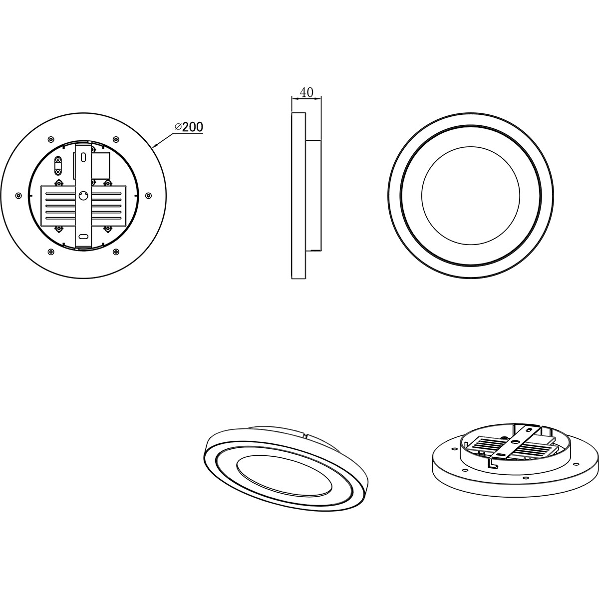 Plafonnier LED - Éclairage de Plafond - Trion Coman - 17W - Blanc Neutre 4000K - Rond - Mat Blanc - Plastique