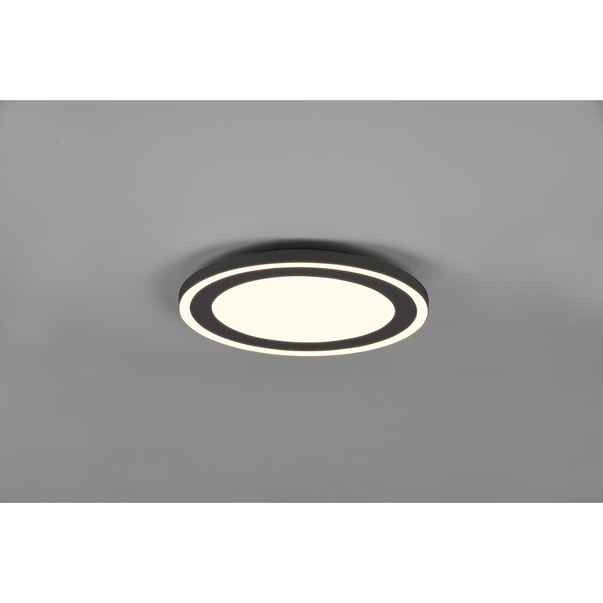 Plafonnier LED - Éclairage de Plafond - Trion Coman - 24.5W - Blanc Chaud 3000K - Rond - Mat Noir - Plastique