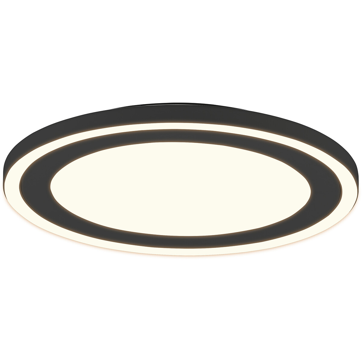 Plafonnier LED - Éclairage de Plafond - Trion Coman - 24.5W - Blanc Chaud 3000K - Rond - Mat Noir - Plastique