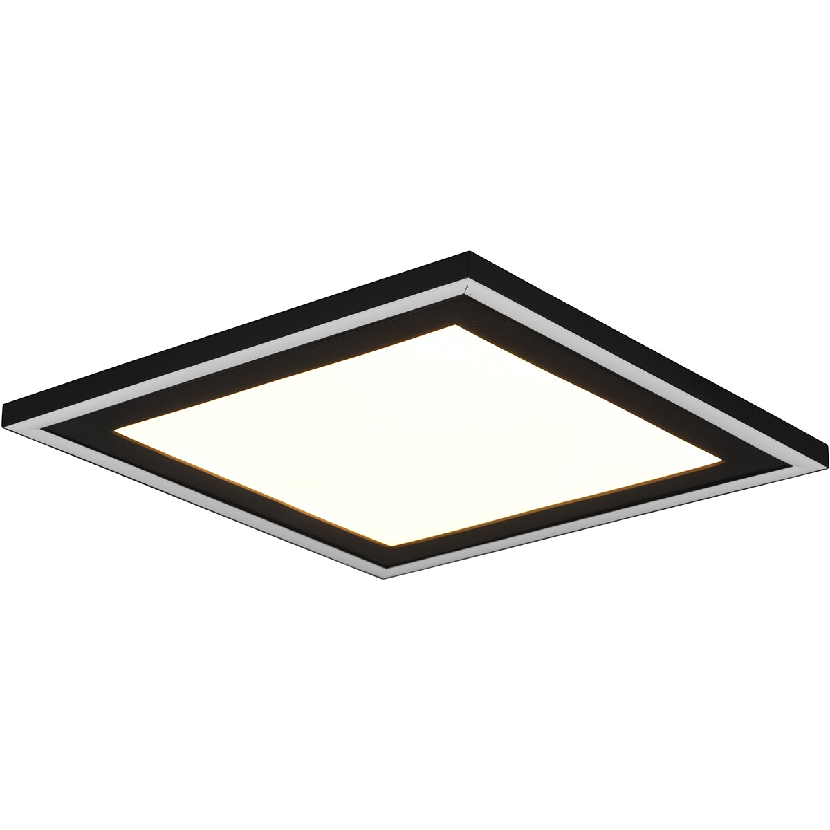 Plafonnier LED - Éclairage de Plafond - Trion Coman - 24.5W - Blanc Chaud 3000K - Carré - Mat Noir - Plastique