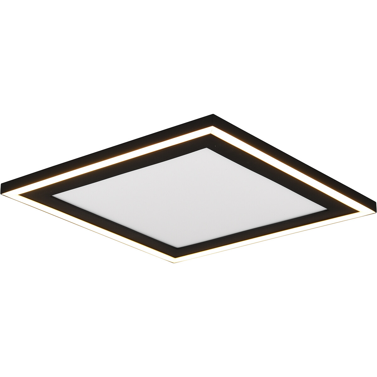 Plafonnier LED - Éclairage de Plafond - Trion Coman - 24.5W - Blanc Chaud 3000K - Carré - Mat Noir - Plastique