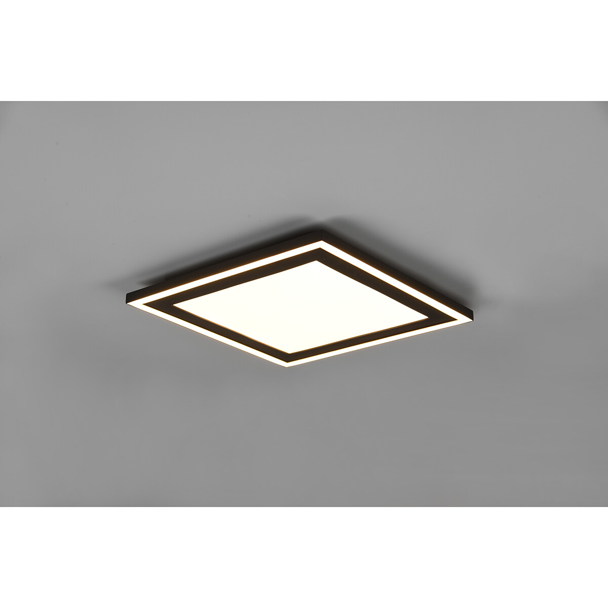 Plafonnier LED - Éclairage de Plafond - Trion Coman - 24.5W - Blanc Chaud 3000K - Carré - Mat Noir - Plastique