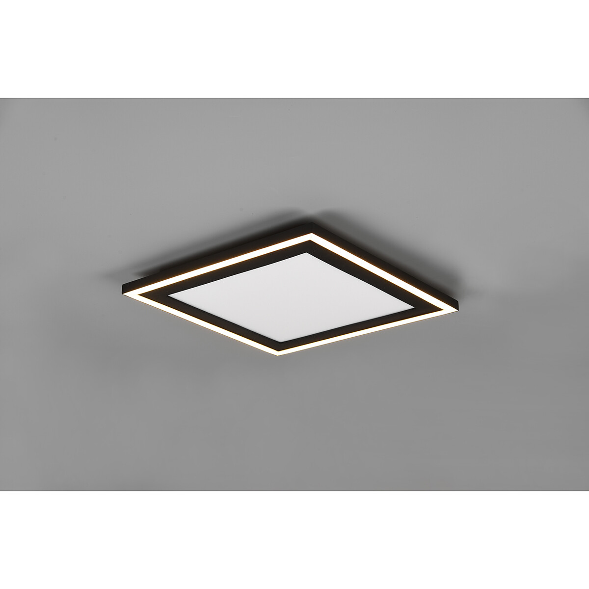 Plafonnier LED - Éclairage de Plafond - Trion Coman - 24.5W - Blanc Chaud 3000K - Carré - Mat Noir - Plastique