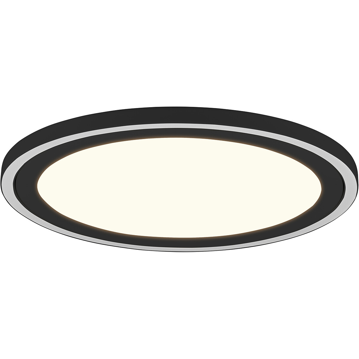 Plafonnier LED - Éclairage de Plafond - Trion Coman - 29W - Blanc Chaud 3000K - Rond - Mat Noir - Plastique