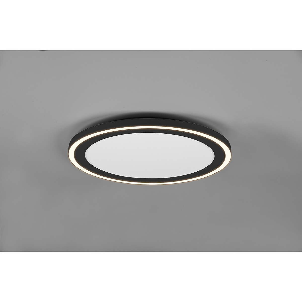 Plafonnier LED - Éclairage de Plafond - Trion Coman - 29W - Blanc Chaud 3000K - Rond - Mat Noir - Plastique