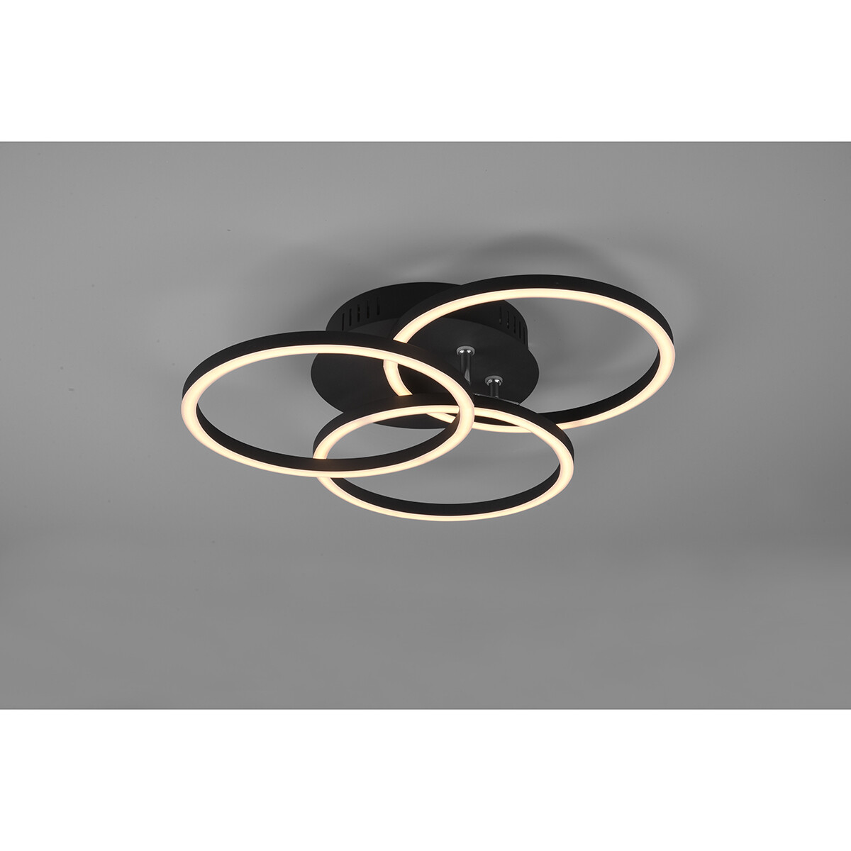 Plafonnier LED - Éclairage de Plafond - Trion Corcol - 27W - Couleur de lumière ajustable - Rond - Mat Noir - Aluminium