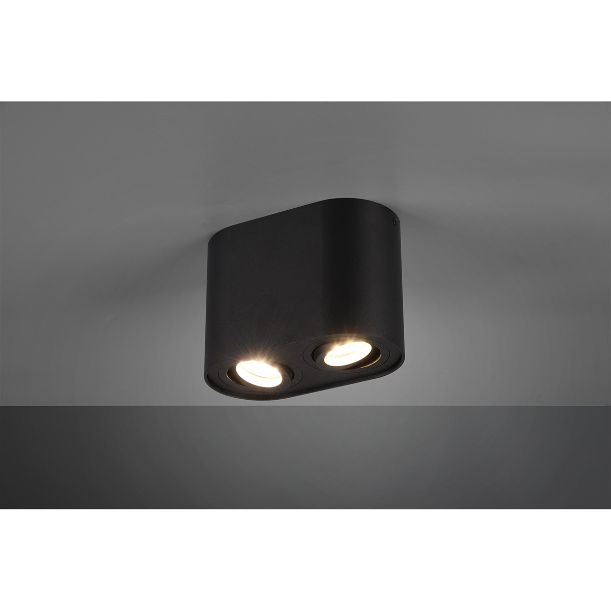 Plafonnier LED - Éclairage de Plafond - Trion Cosmin - Douille GU10 - 2-lumières - Rectangle - Mat Noir - Aluminium