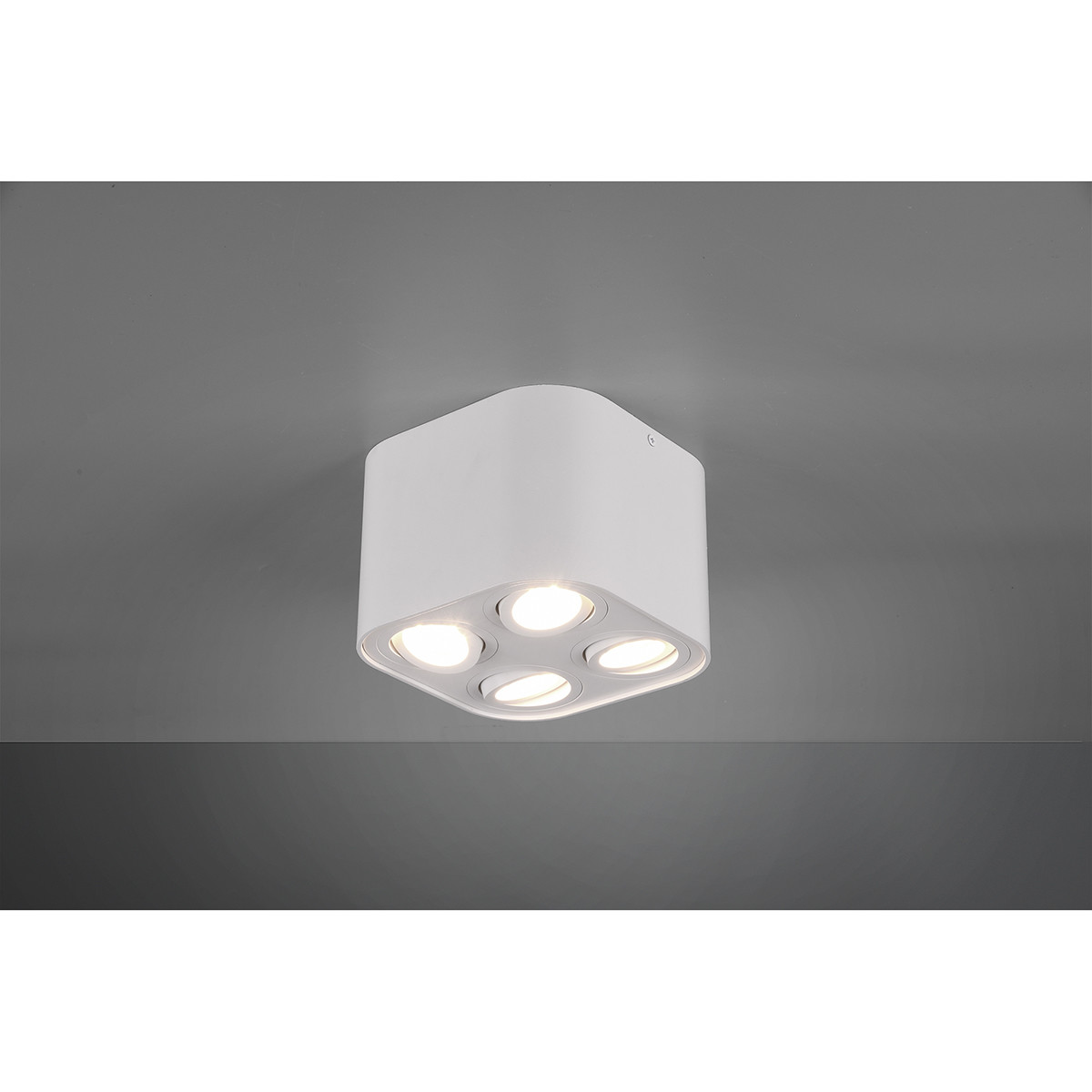 Plafonnier LED - Éclairage de Plafond - Trion Cosmin - Douille GU10 - 4-lumières - Carré - Mat Blanc - Aluminium