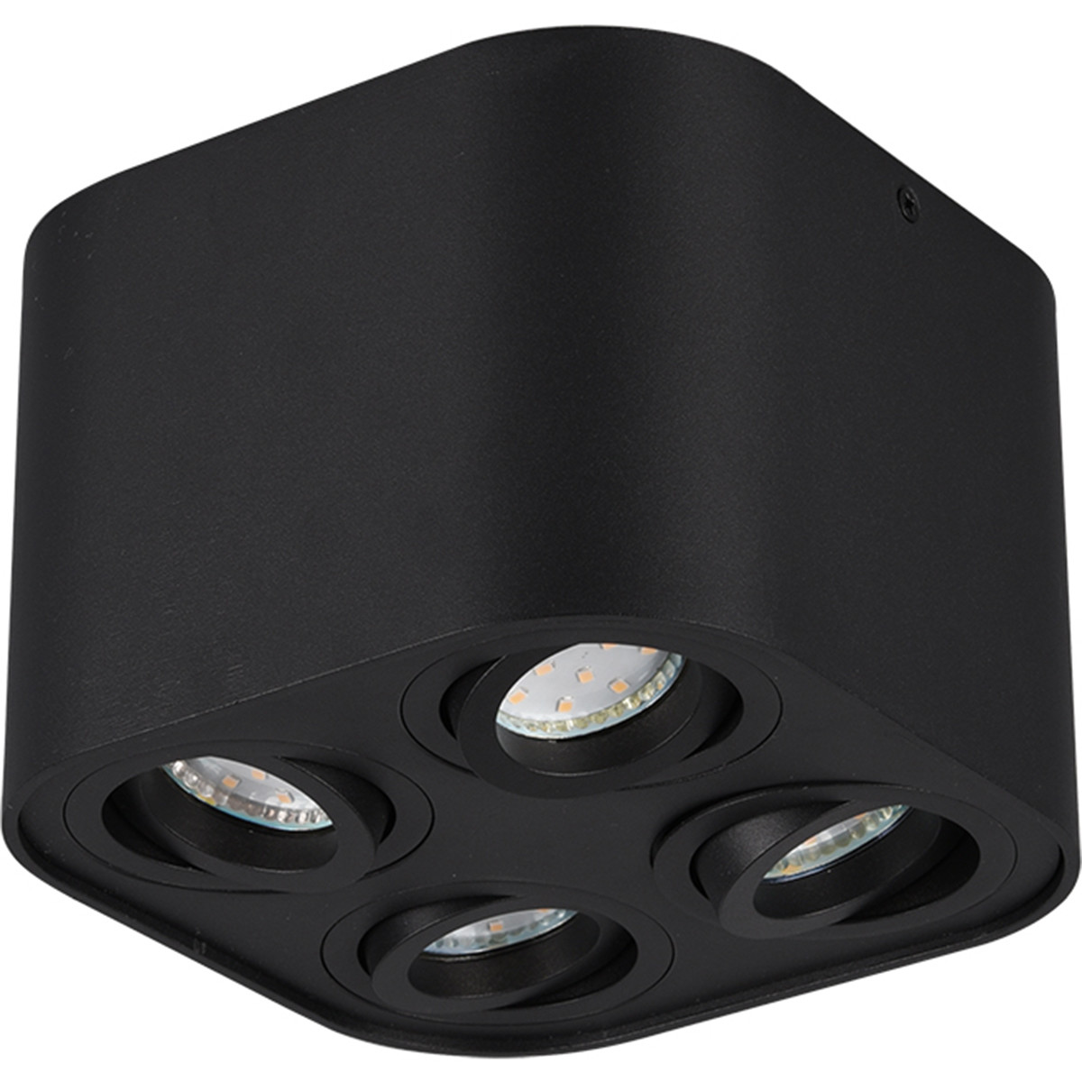 Plafonnier LED - Éclairage de Plafond - Trion Cosmin - Douille GU10 - 4-lumières - Carré - Mat Noir - Aluminium