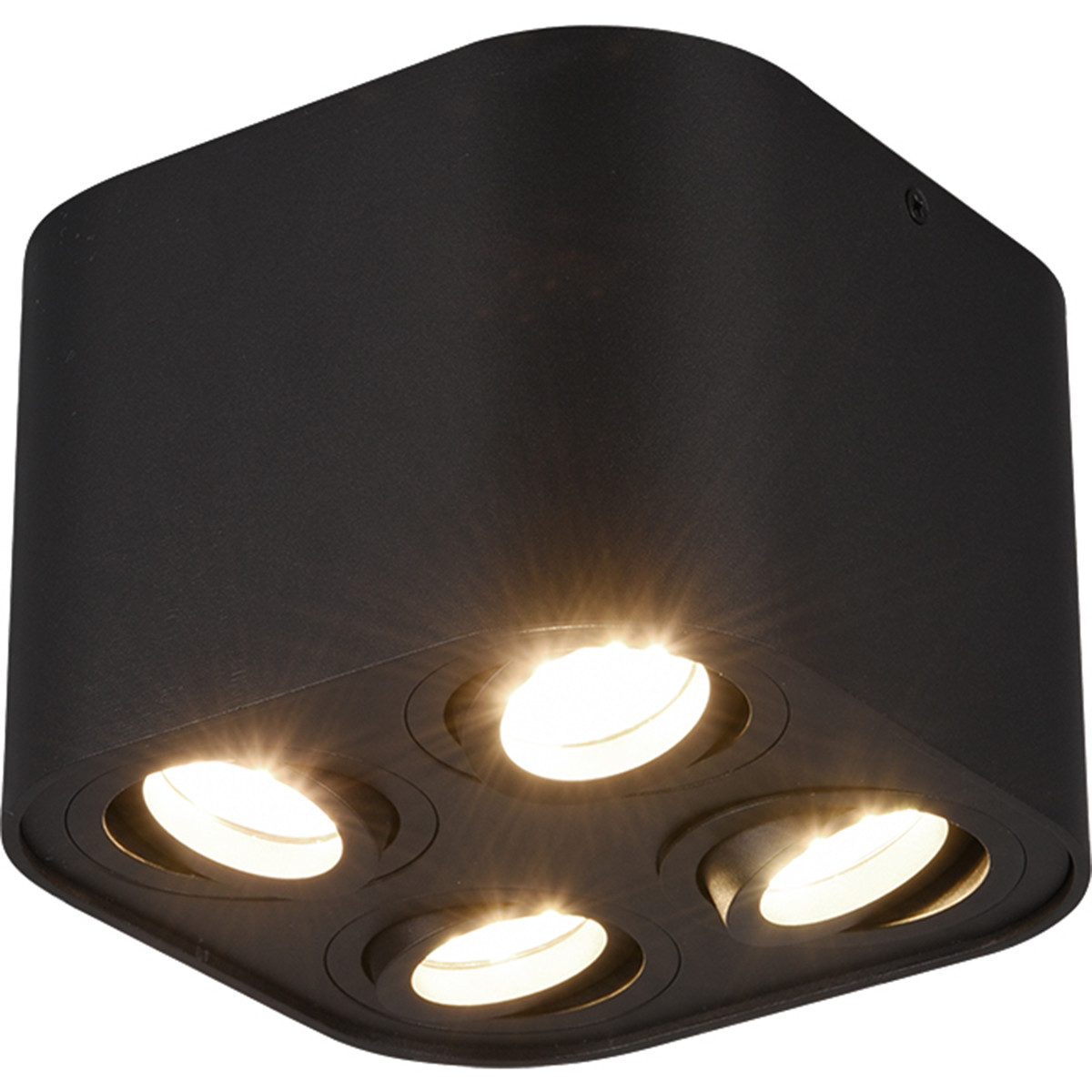 Plafonnier LED - Éclairage de Plafond - Trion Cosmin - Douille GU10 - 4-lumières - Carré - Mat Noir - Aluminium