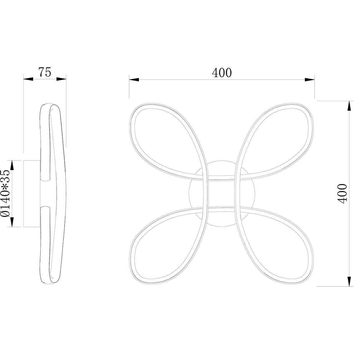 LED Plafonnier - Éclairage de Plafond - Trion Crowl - 22W - Blanc Naturel 4000K - Gradable - Blanc Mat - Métal