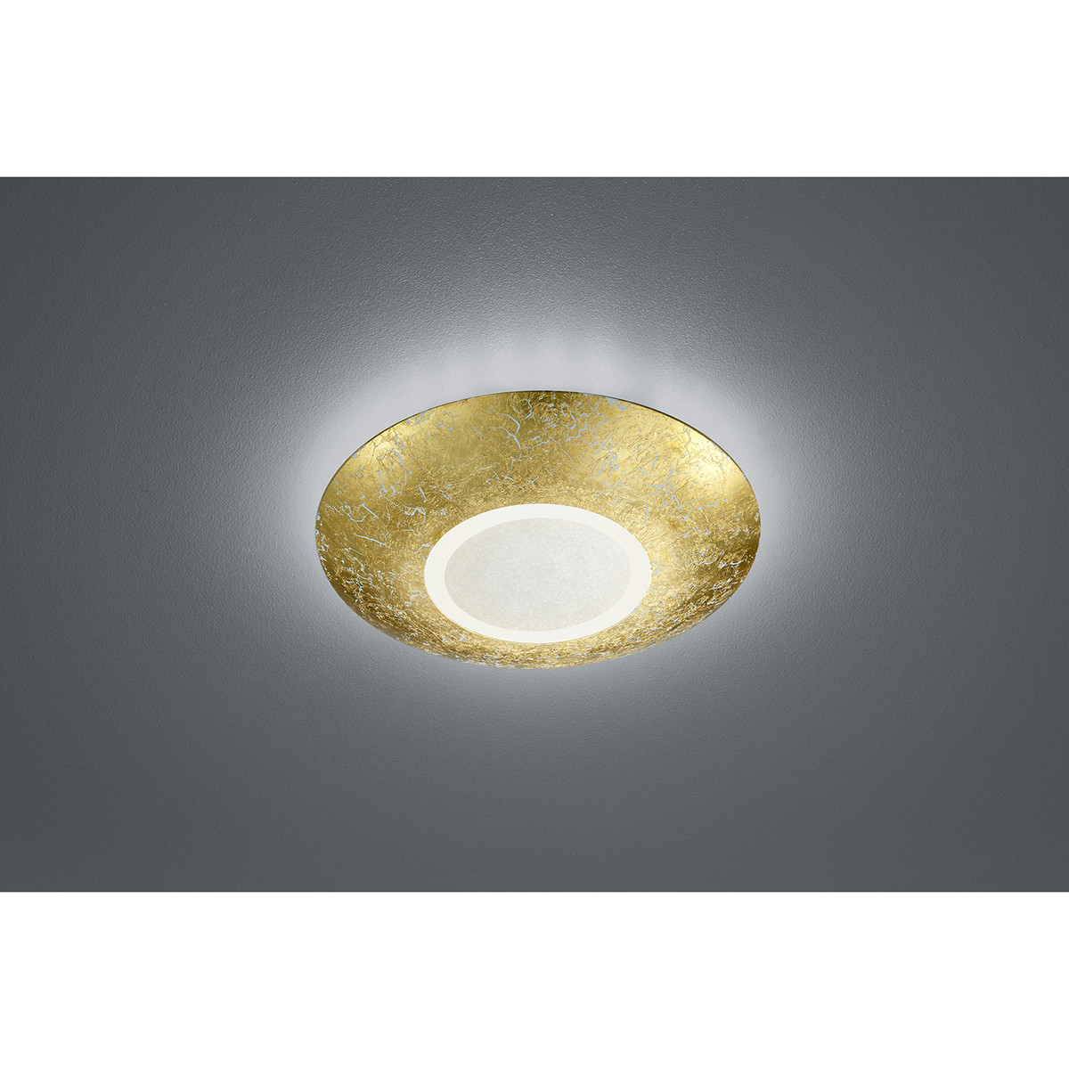 Plafonnier LED - Éclairage de Plafond - Trion Cuno - 15W - Blanc Chaud 3000K - Rond - Mat Or - Aluminium