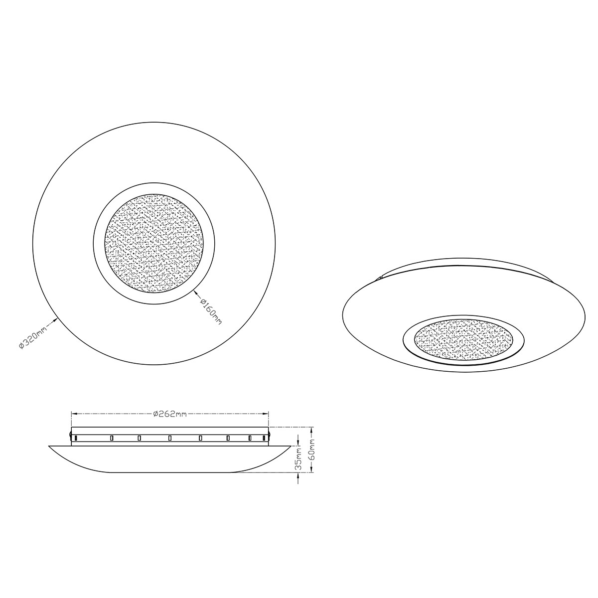 Plafonnier LED - Éclairage de Plafond - Trion Cuno - 15W - Blanc Chaud 3000K - Rond - Mat Or - Aluminium