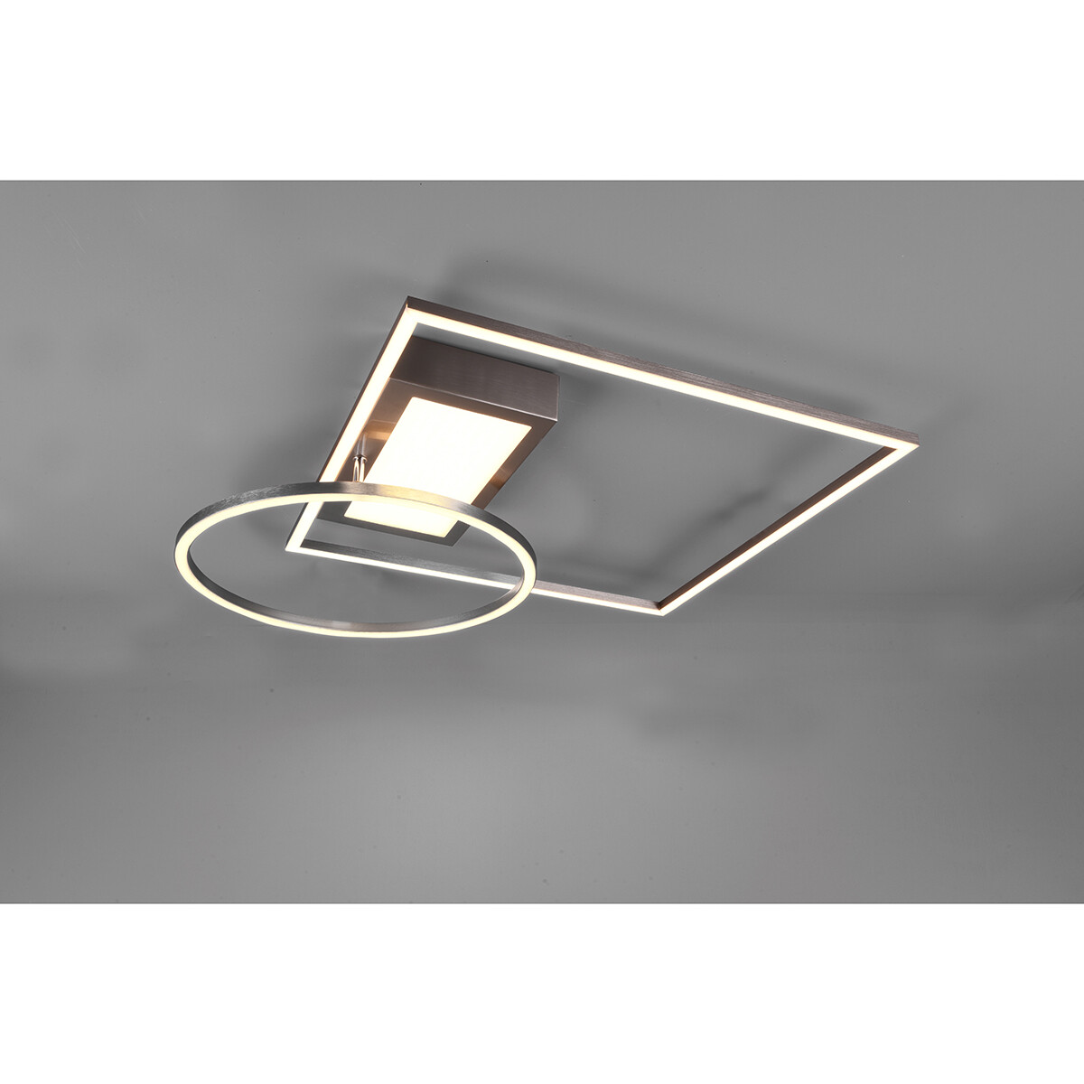 Plafonnier LED - Éclairage de Plafond - Trion Dowino - 33W - Couleur de lumière ajustable - Télécommande - Dimmable - Carré - Mat Nickel - Aluminium