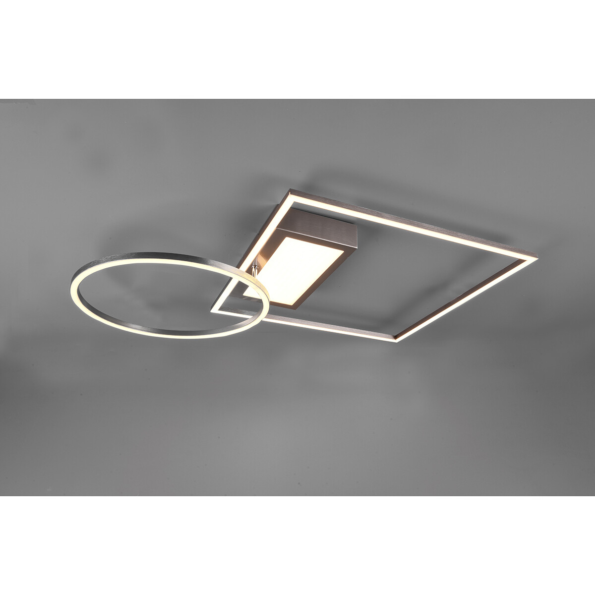 Plafonnier LED - Éclairage de Plafond - Trion Dowino - 33W - Couleur de lumière ajustable - Télécommande - Dimmable - Carré - Mat Nickel - Aluminium