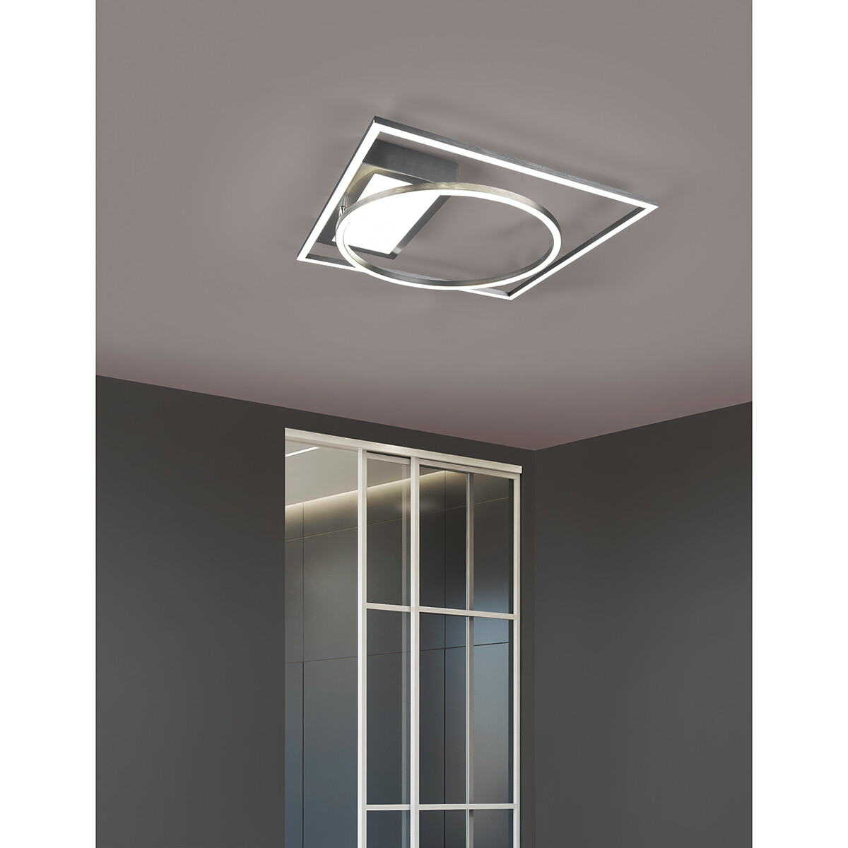 Plafonnier LED - Éclairage de Plafond - Trion Dowino - 33W - Couleur de lumière ajustable - Télécommande - Dimmable - Carré - Mat Nickel - Aluminium