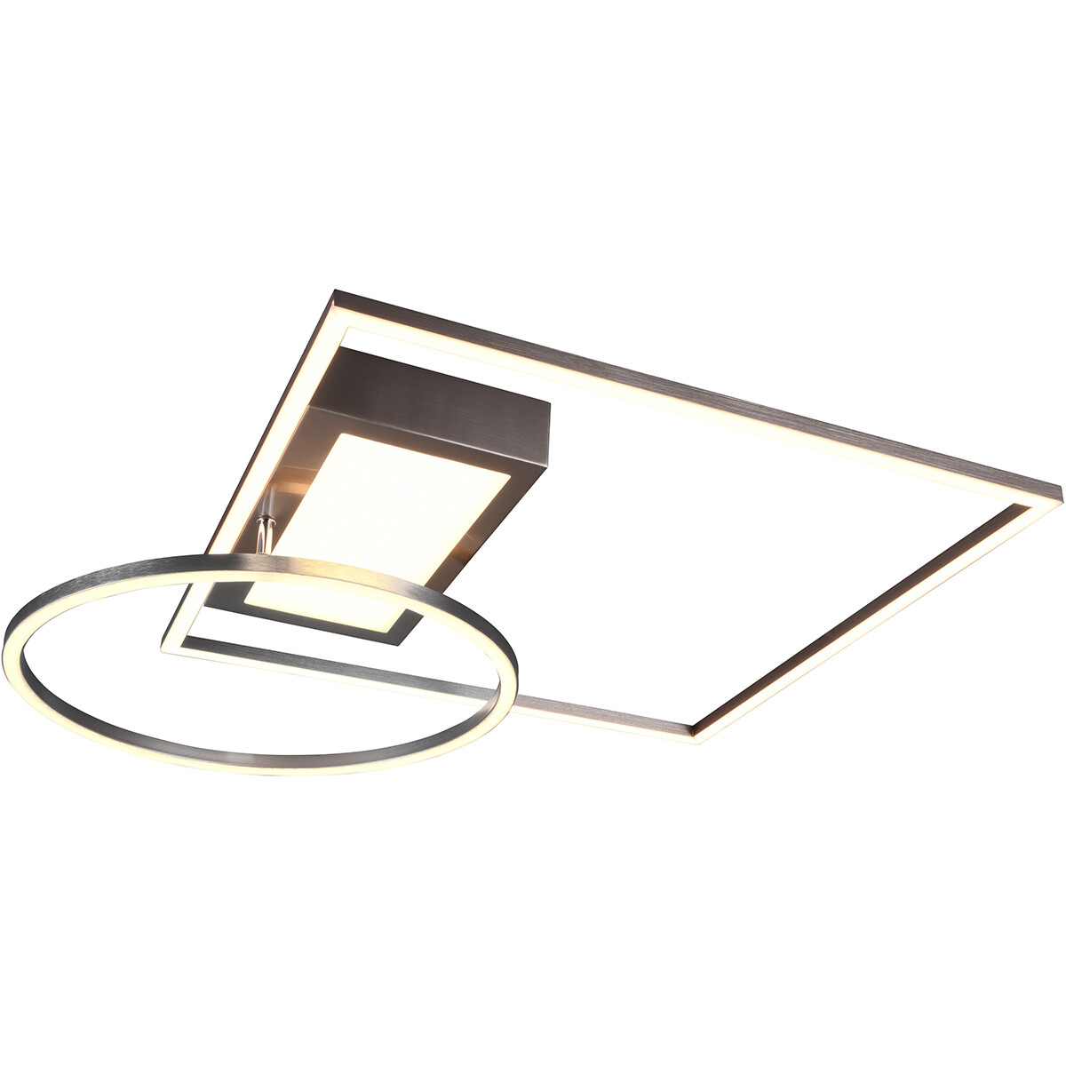 Plafonnier LED - Éclairage de Plafond - Trion Dowino - 33W - Couleur de lumière ajustable - Télécommande - Dimmable - Carré - Mat Nickel - Aluminium