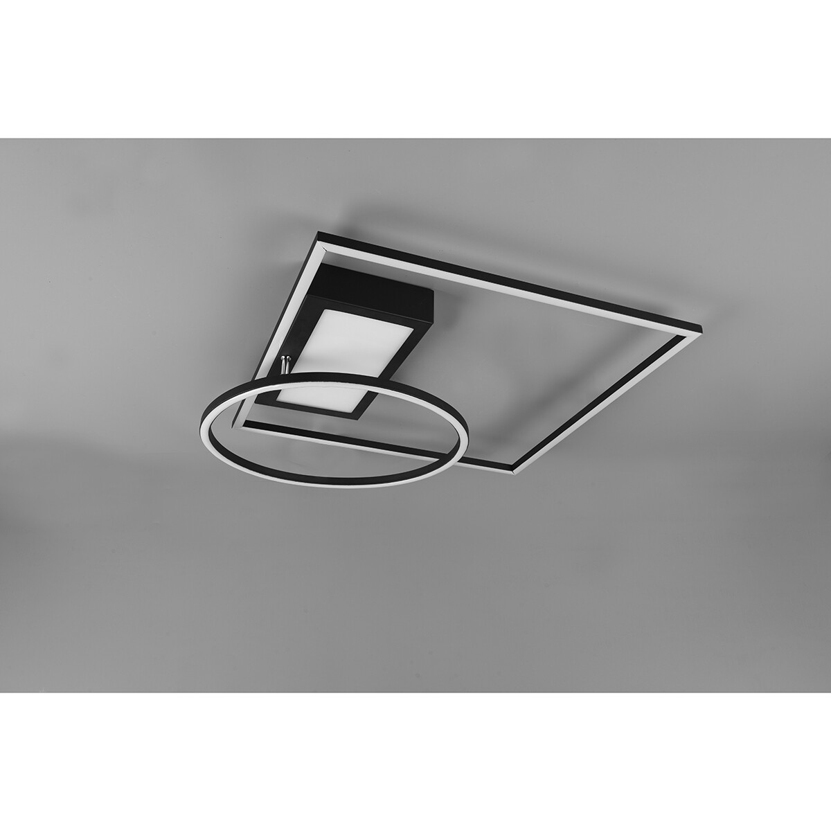 Plafonnier LED - Éclairage de Plafond - Trion Dowino - 33W - Couleur de lumière ajustable - Télécommande - Dimmable - Carré - Mat Noir - Aluminium