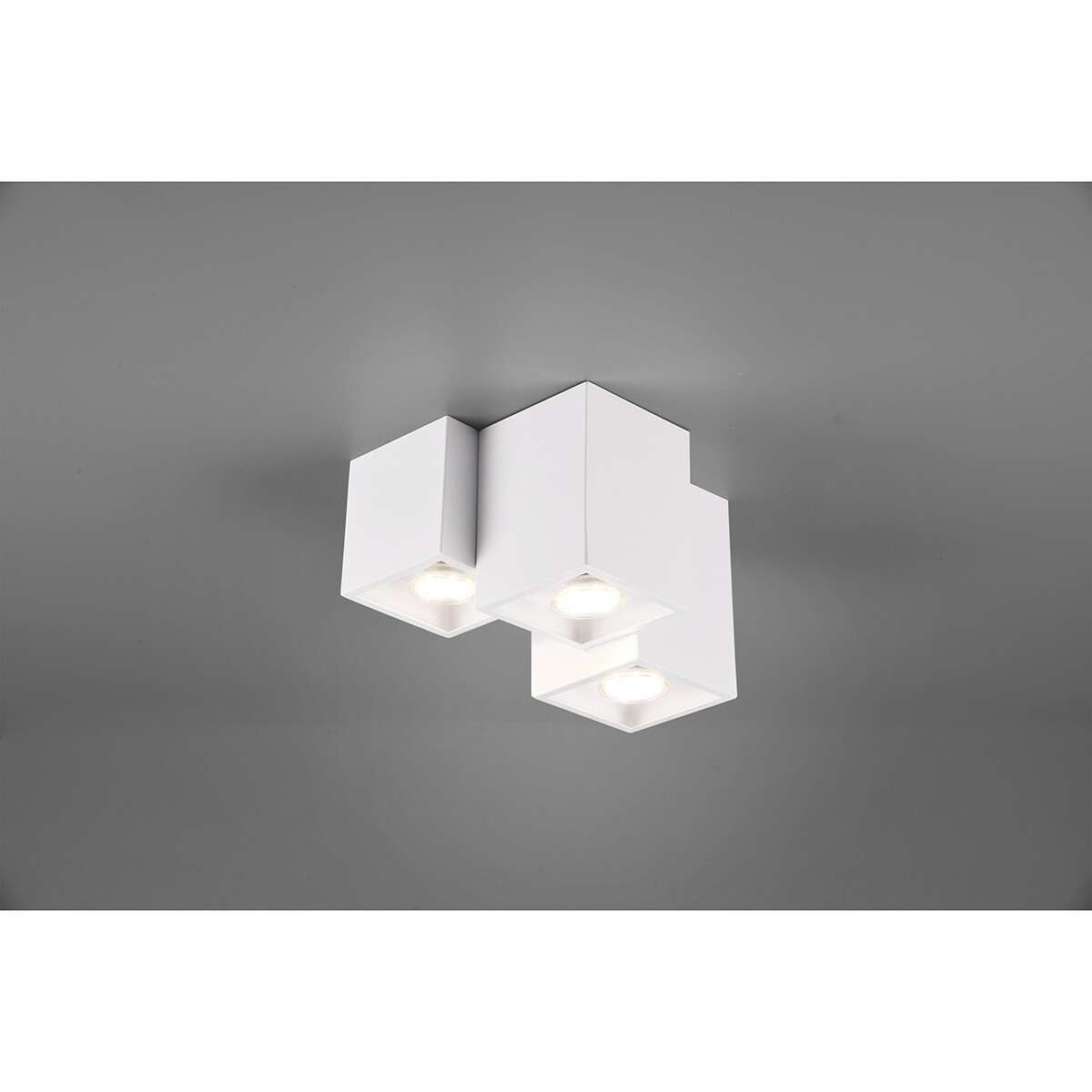 Plafonnier LED - Éclairage de Plafond - Trion Ferry - Douille GU10 - 3-lumières - Rectangle - Mat Blanc - Aluminium