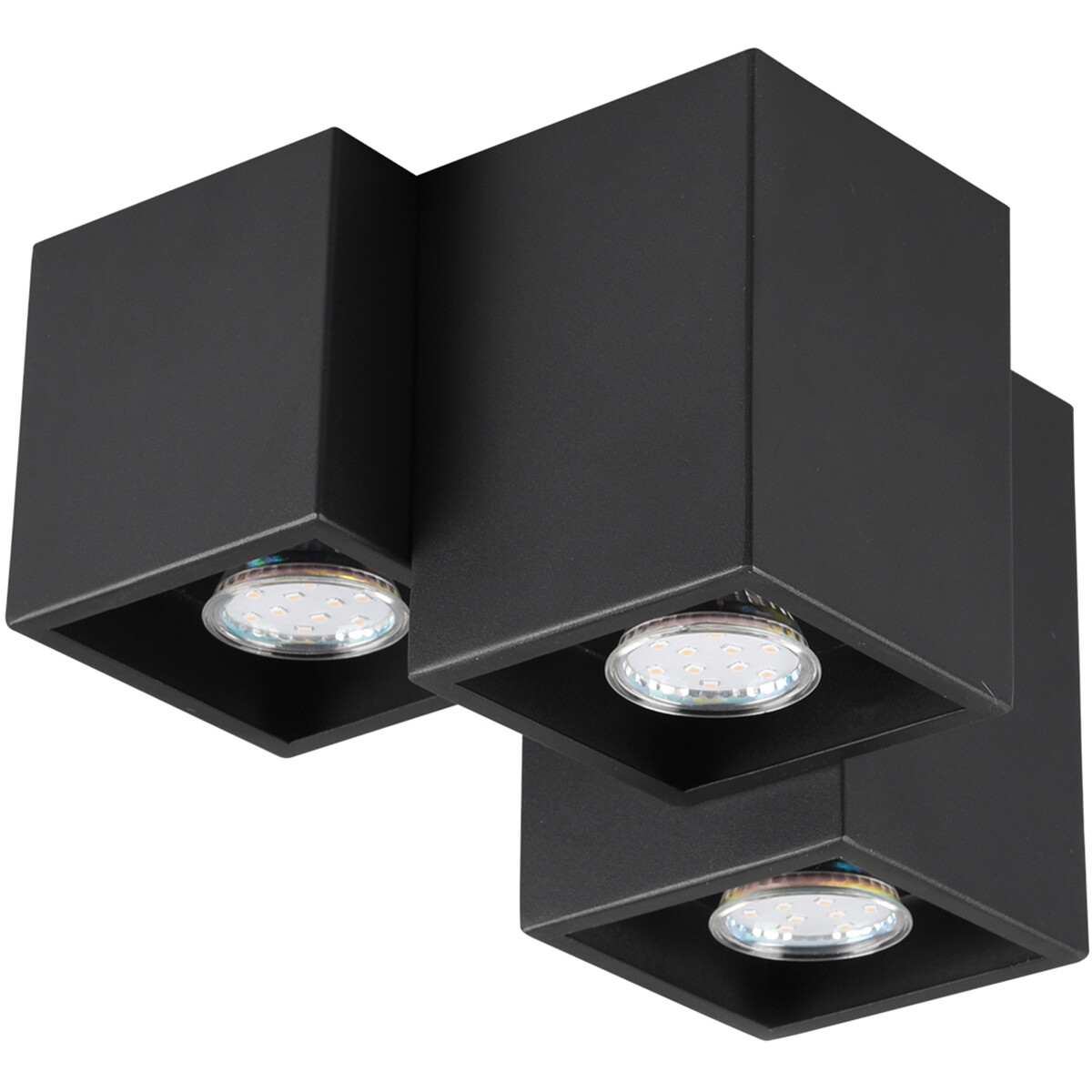 Plafonnier LED - Éclairage de Plafond - Trion Ferry - Douille GU10 - 3-lumières - Rectangle - Mat Noir - Aluminium