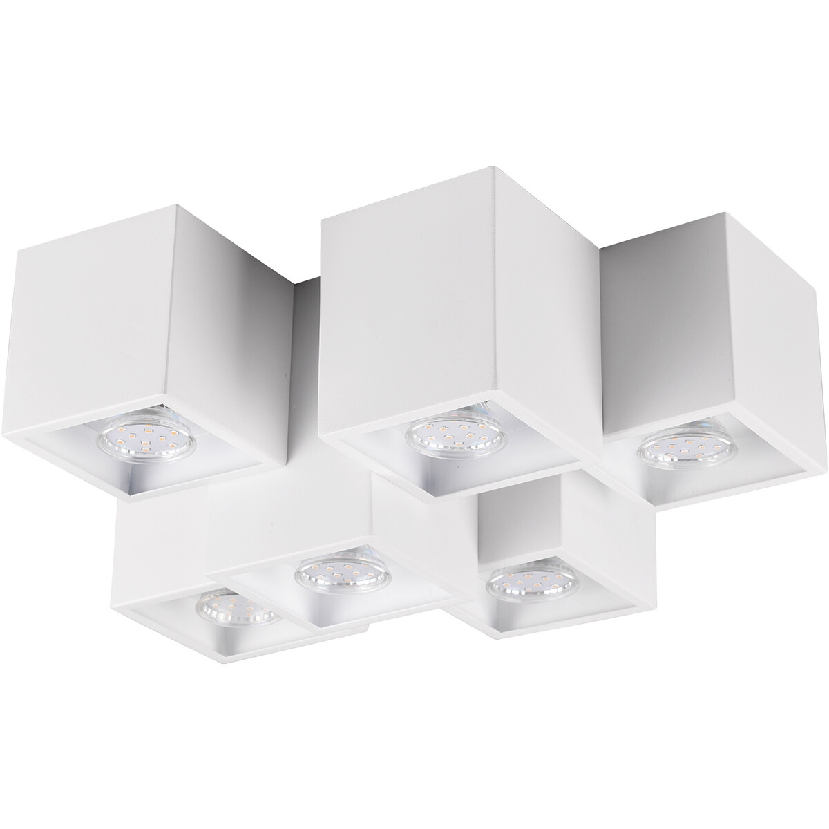 Plafonnier LED - Éclairage de Plafond - Trion Ferry - Douille GU10 - 6-lumières - Rectangle - Mat Blanc - Aluminium