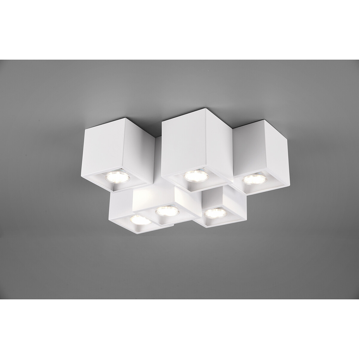 Plafonnier LED - Éclairage de Plafond - Trion Ferry - Douille GU10 - 6-lumières - Rectangle - Mat Blanc - Aluminium