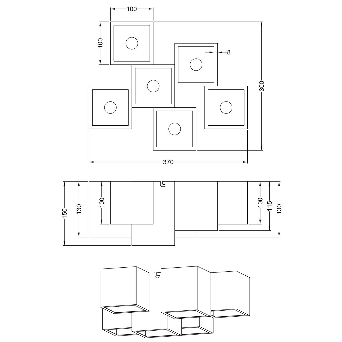 Plafonnier LED - Éclairage de Plafond - Trion Ferry - Douille GU10 - 6-lumières - Rectangle - Mat Blanc - Aluminium