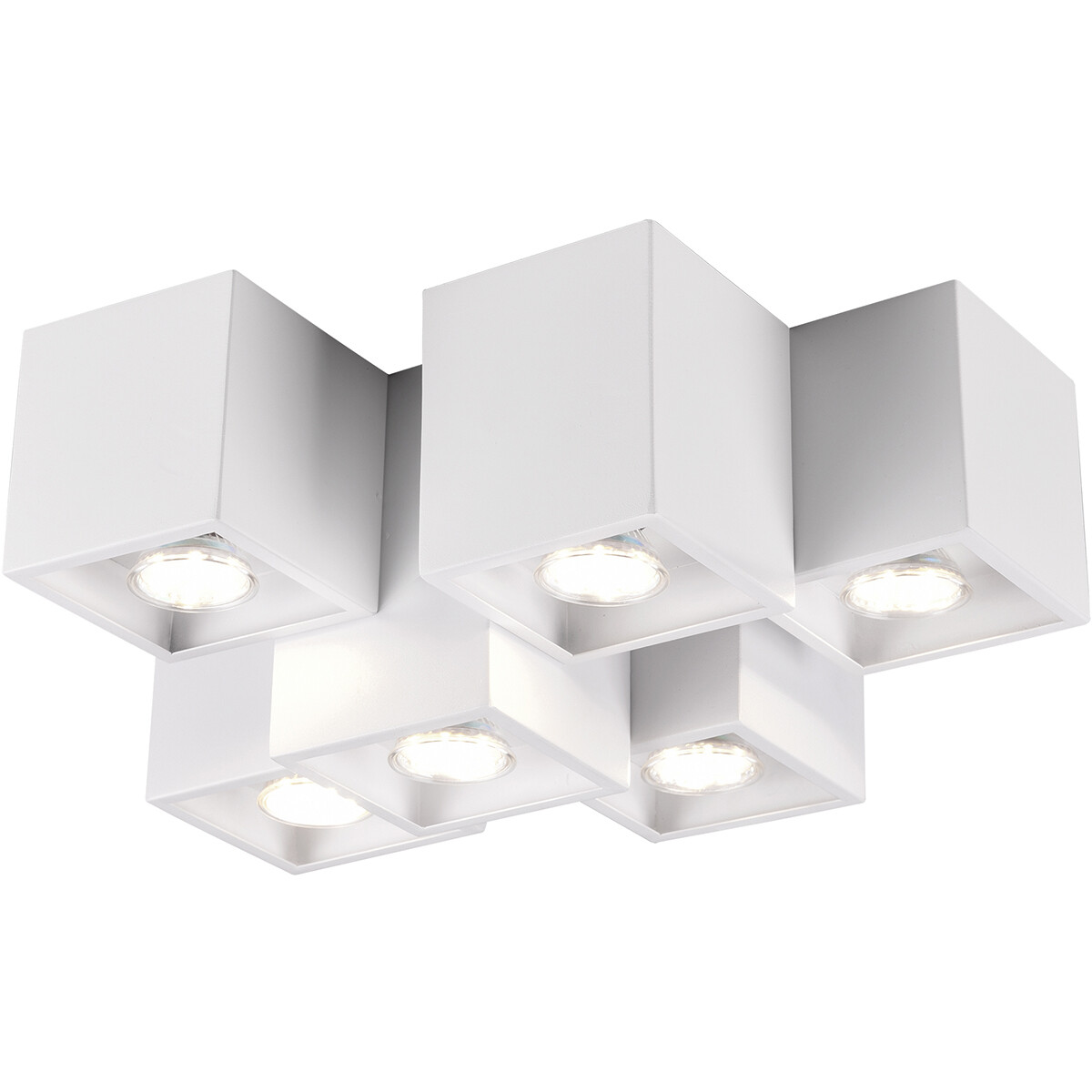 Plafonnier LED - Éclairage de Plafond - Trion Ferry - Douille GU10 - 6-lumières - Rectangle - Mat Blanc - Aluminium