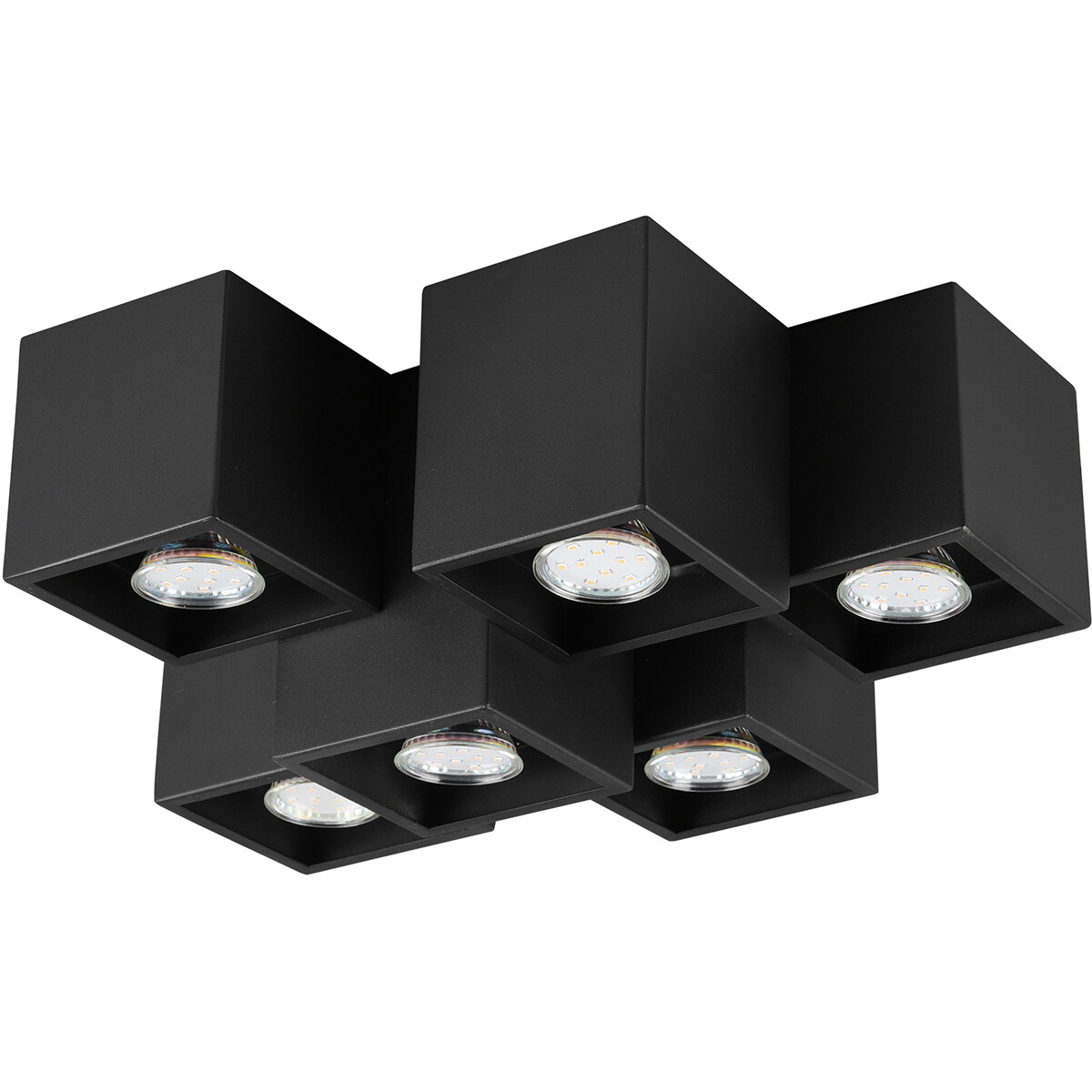 Plafonnier LED - Éclairage de Plafond - Trion Ferry - Douille GU10 - 6-lumières - Rectangle - Mat Noir - Aluminium