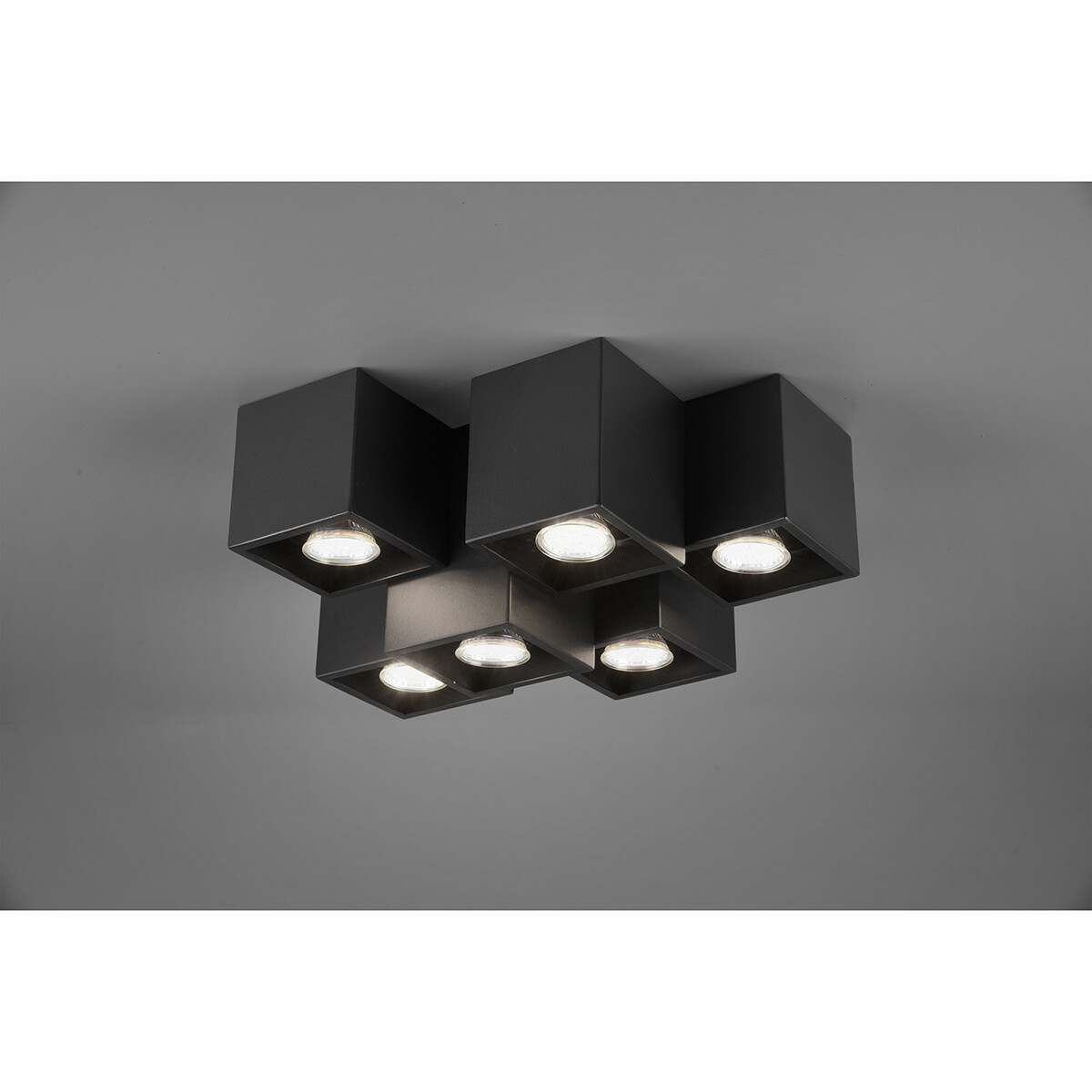 Plafonnier LED - Éclairage de Plafond - Trion Ferry - Douille GU10 - 6-lumières - Rectangle - Mat Noir - Aluminium